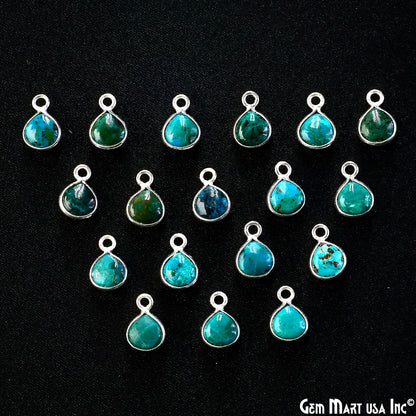 Chrysocolla Heart 6mm Silver Plated Single Bail Bezel Gemstone Connector