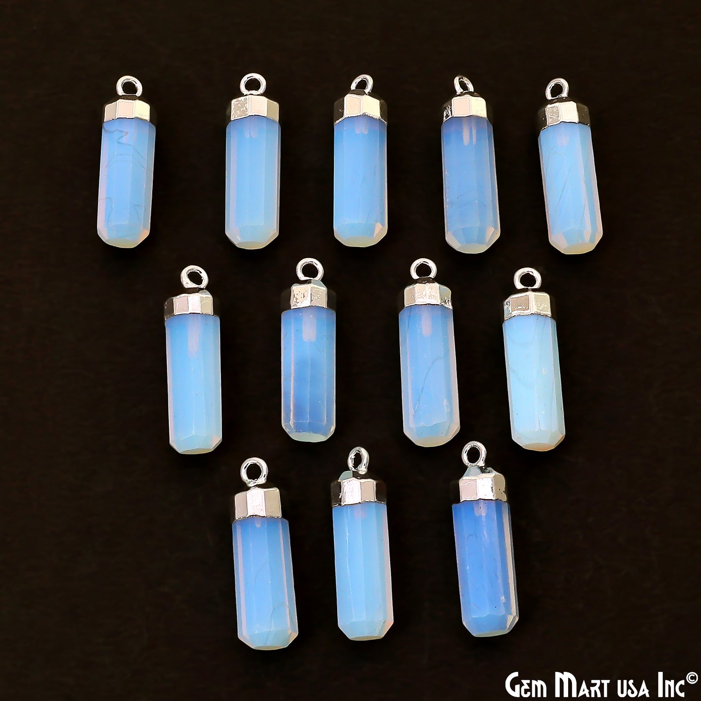Single Point 25x7mm Silver Electroplated Gemstone Connector