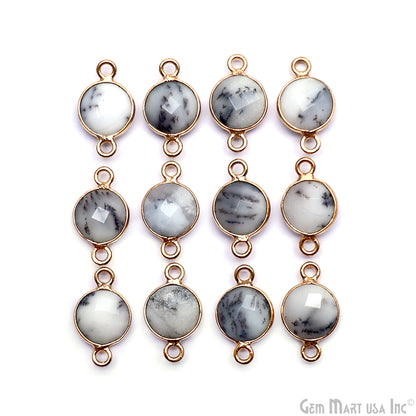 Round 8mm Double Bail Gold Plated Gemstone Bezel Connector