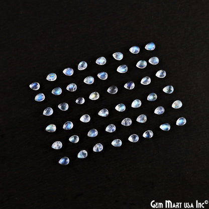 Rainbow Moonstone Wholesale Gemstones, 100% Natural Semi-Precious Gems, Rainbow Cabochons Loose Gems, 3x4mm, Pear, 5 Carats