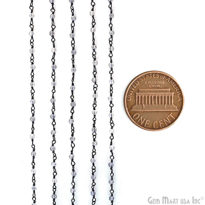 Labradorite 2-2.5mm Tiny Beads Oxidized Wire Wrapped Rosary Chain