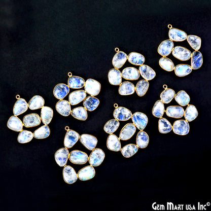 Rainbow Moonstone Gold Plated 37mm Dangle Finding Component