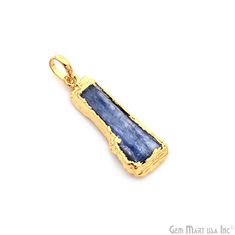 Kyanite Free Form 32x12mm Gold Electroplated Gemstone Single Bail Pendant