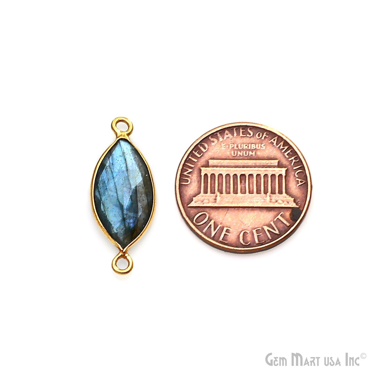 Marquise 8x16mm Double Bail Gold Bezel Gemstone Connector