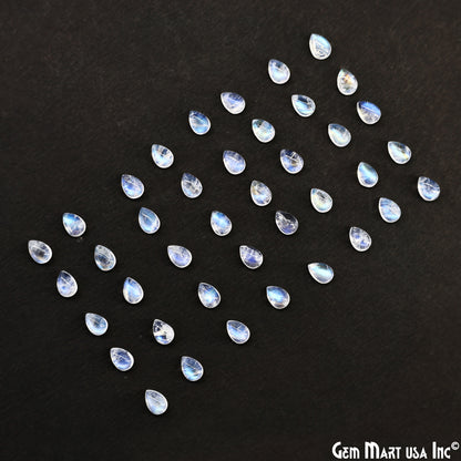 Rainbow Moonstone Wholesale Gemstones, 100% Natural Semi-Precious Gems, Rainbow Cabochons Loose Gems, 5x7mm, Pear, 5 Carats
