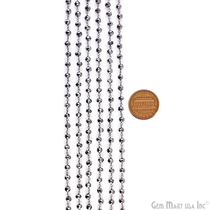 Pyrite Faceted 5-6mm Oxidized Wire Wrapped Beads Rosary Chain