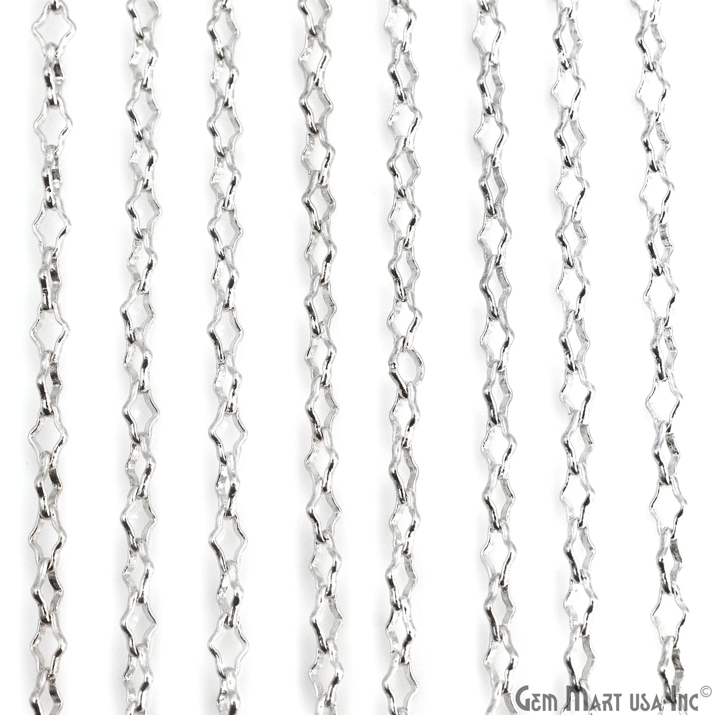 Finding Chain 6x4mm Silver Plated Station Rosary Chain