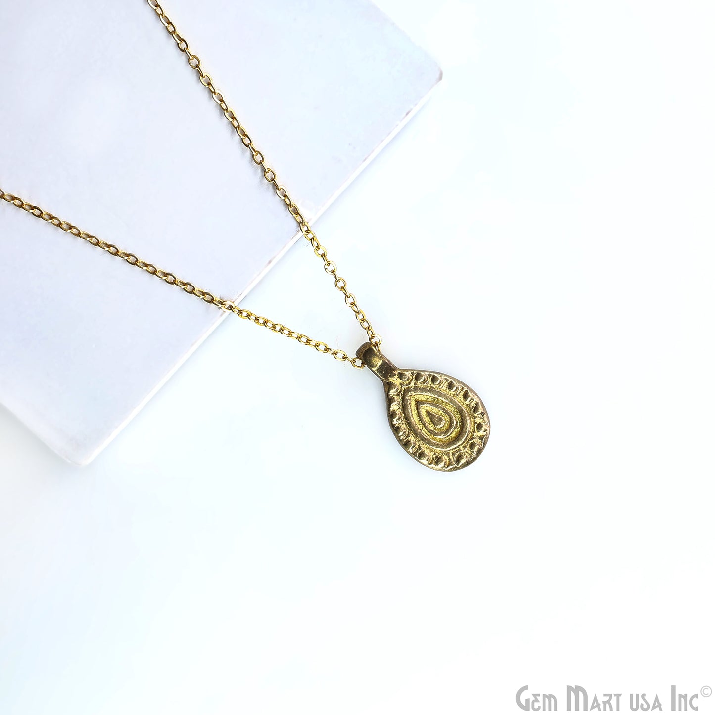 Brass Pear Shaped Vintage Pendant Charms, Gold Plated Medallion Necklace, Earring Supply, Personalized amulet for mom & her