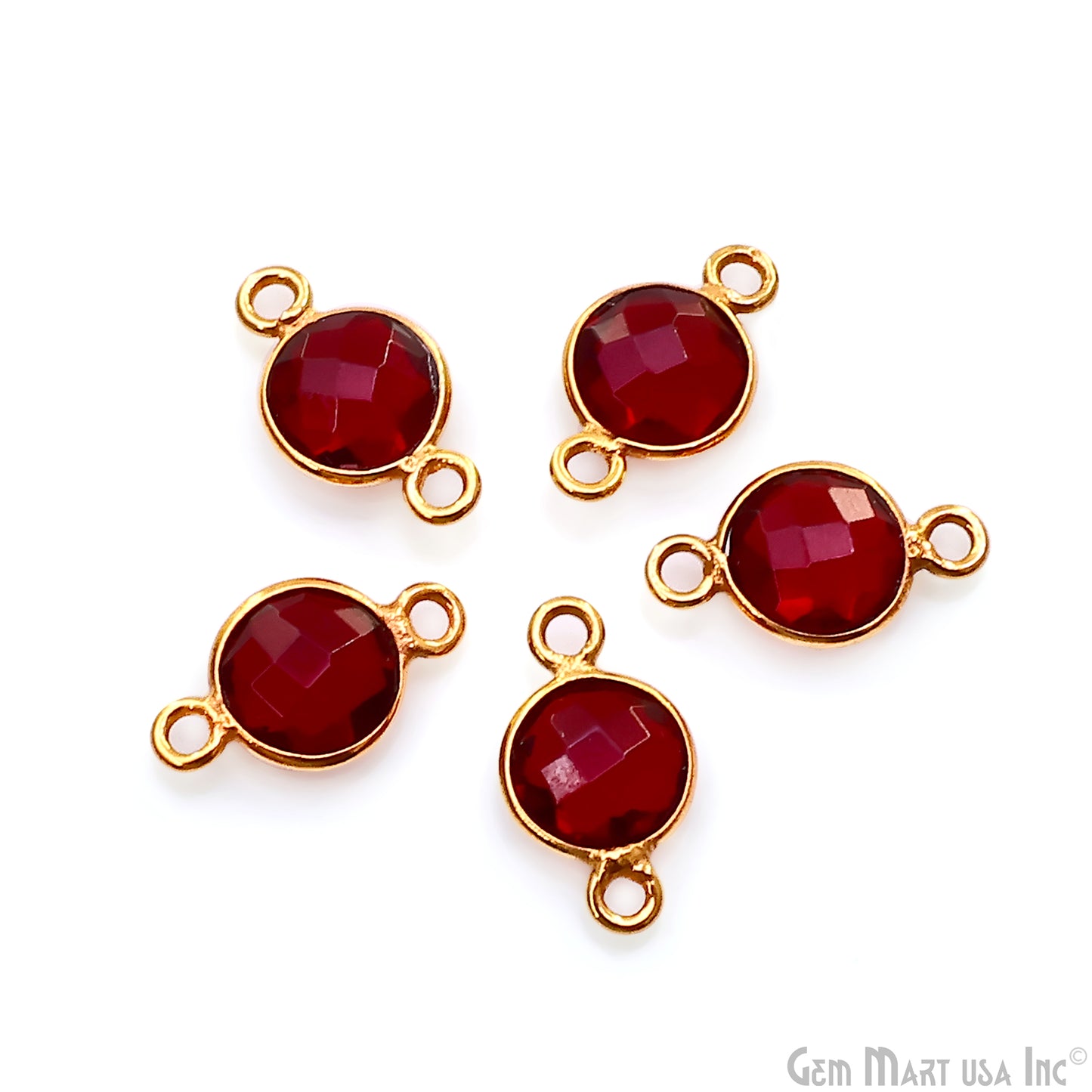 Round 7mm Double Bail Gold Plated Gemstone Bezel Connector