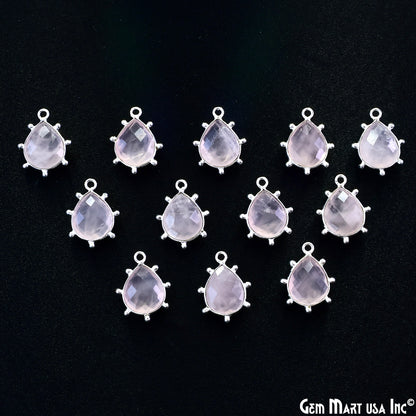 Pears 18x13mm Design Bezel Silver Plated Single Bail Gemstone Connector