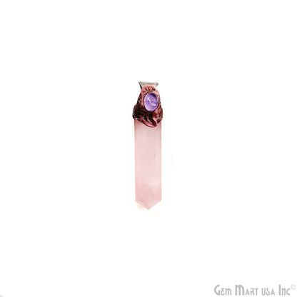 Rose Quartz with Amethyst Polymer Clay Crystal Pendant, Silver Dowsing Single Bail Pendant, Healing Gift