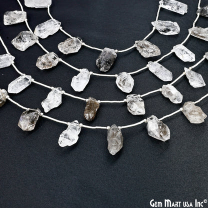 Herkimer Diamond Rough Beads, 9.5 Inch Gemstone Strands, Drilled Strung Briolette Beads, Free Form, 12x20mm