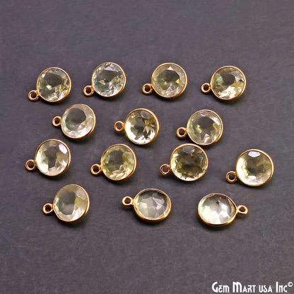 Round 10mm Brilliant Cut Gold Plated Bezel Single Bail Gemstone Connector