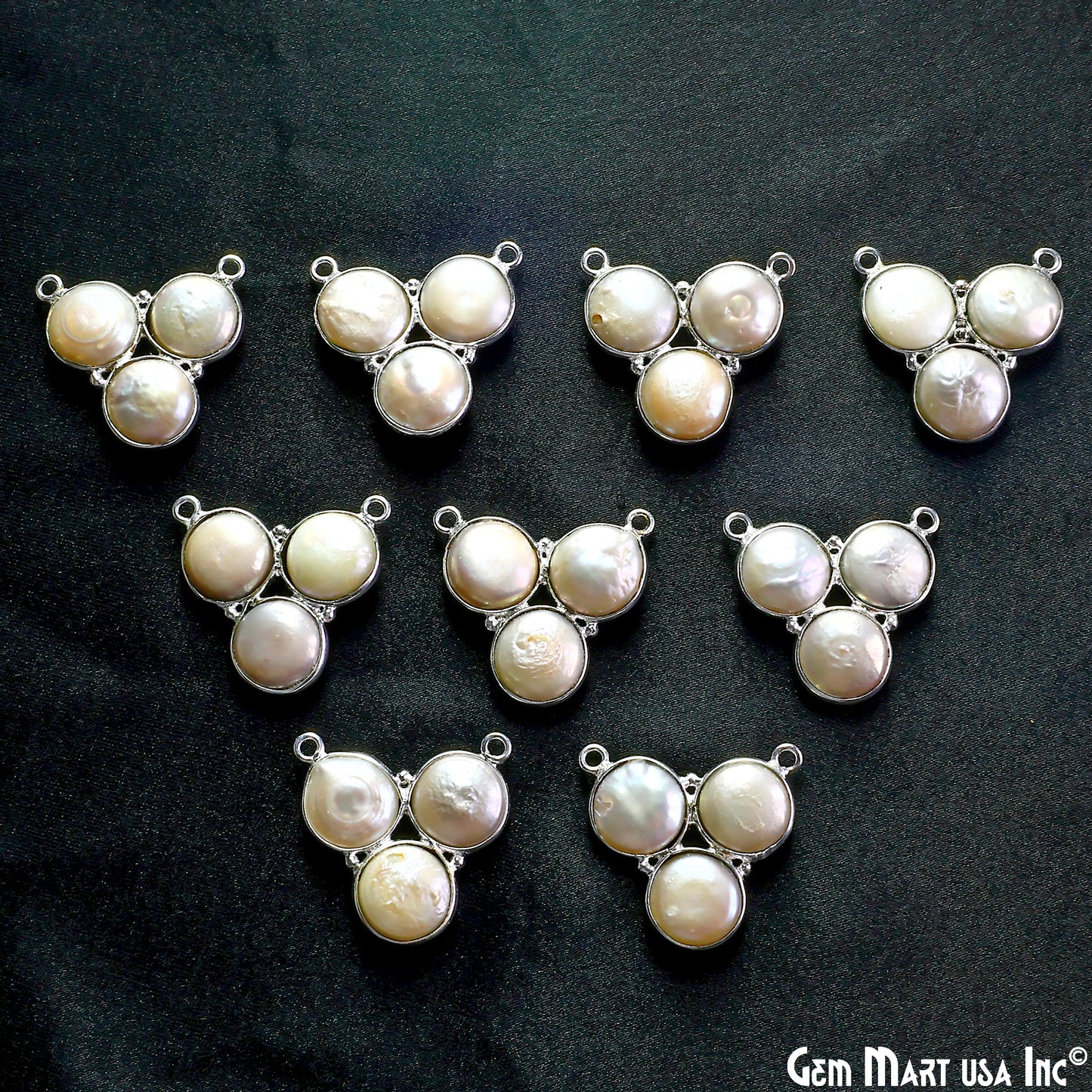 Freshwater Pearl 22x20mm Bezel Double Bail Connector