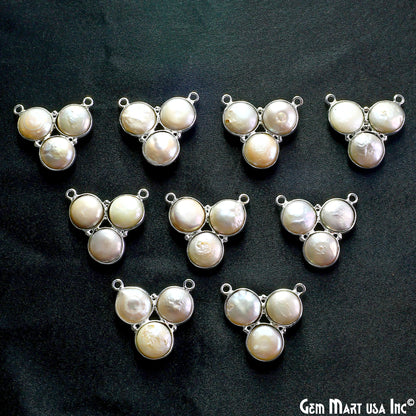 Freshwater Pearl 22x20mm Bezel Double Bail Connector