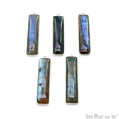 Labradorite Rectangle 40x9mm Gemstone Connector (Pick Plating)