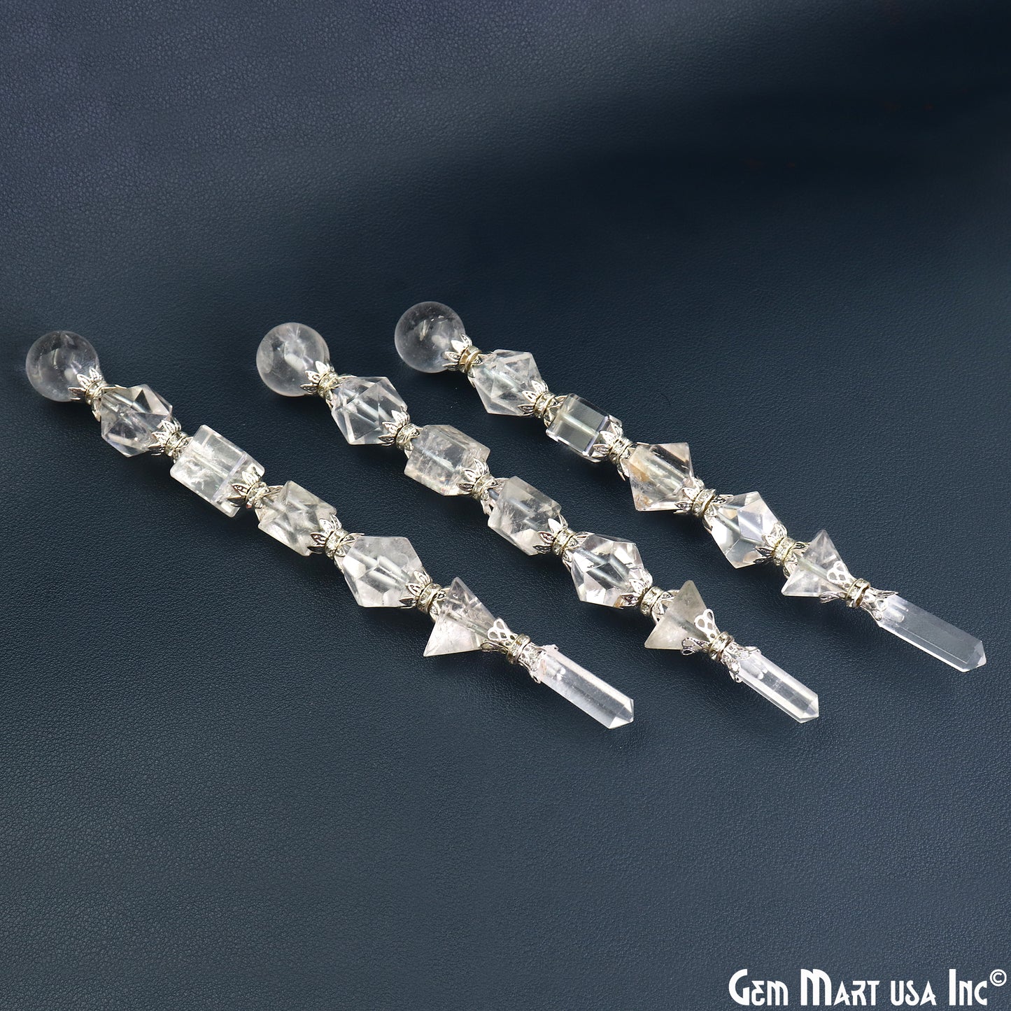 Crystal Round Crystal Wand 6.5Inch, Tumbled Stones with Crystal Ball for Spiritual Healing, Energy Balancing & Aura Cleansing