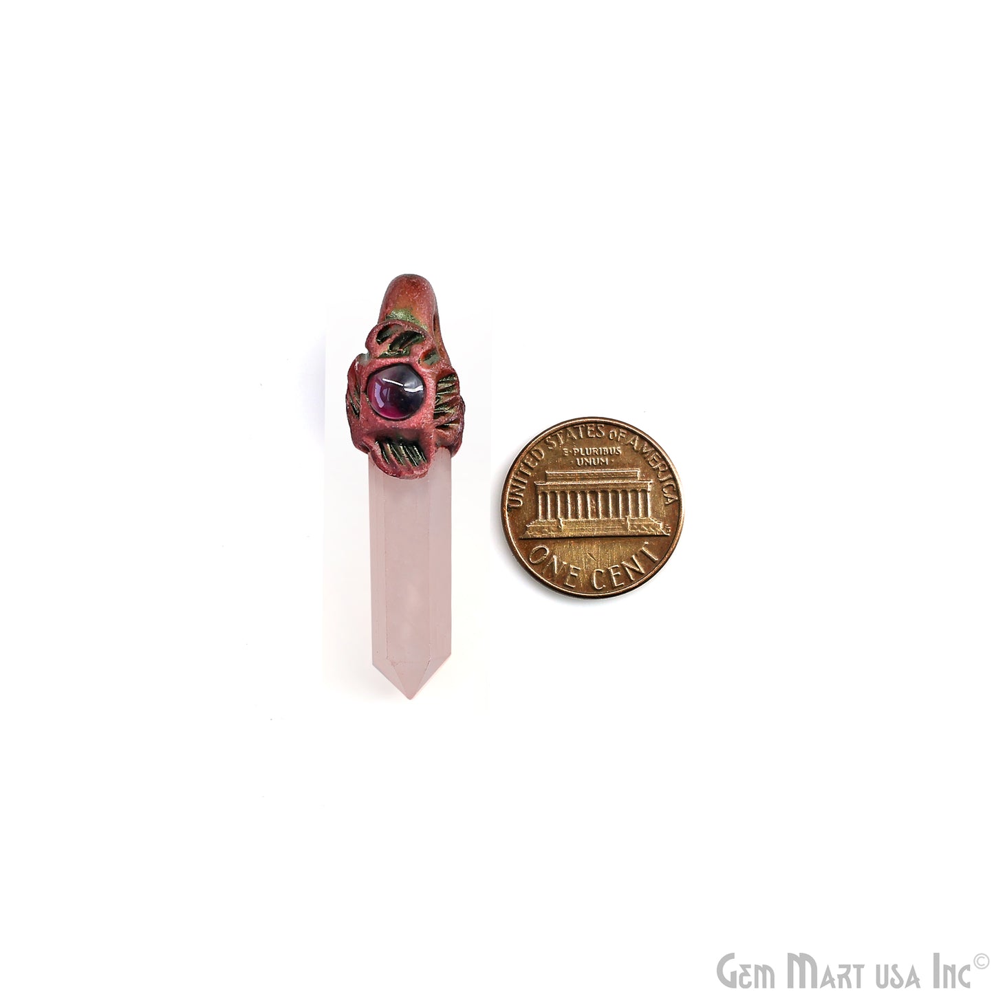Rose Quartz with Garnet Polymer Clay Crystal Pendant, Dowsing Clay Single Bail Pendant