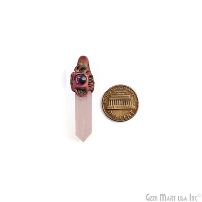 Rose Quartz with Garnet Polymer Clay Crystal Pendant, Dowsing Clay Single Bail Pendant