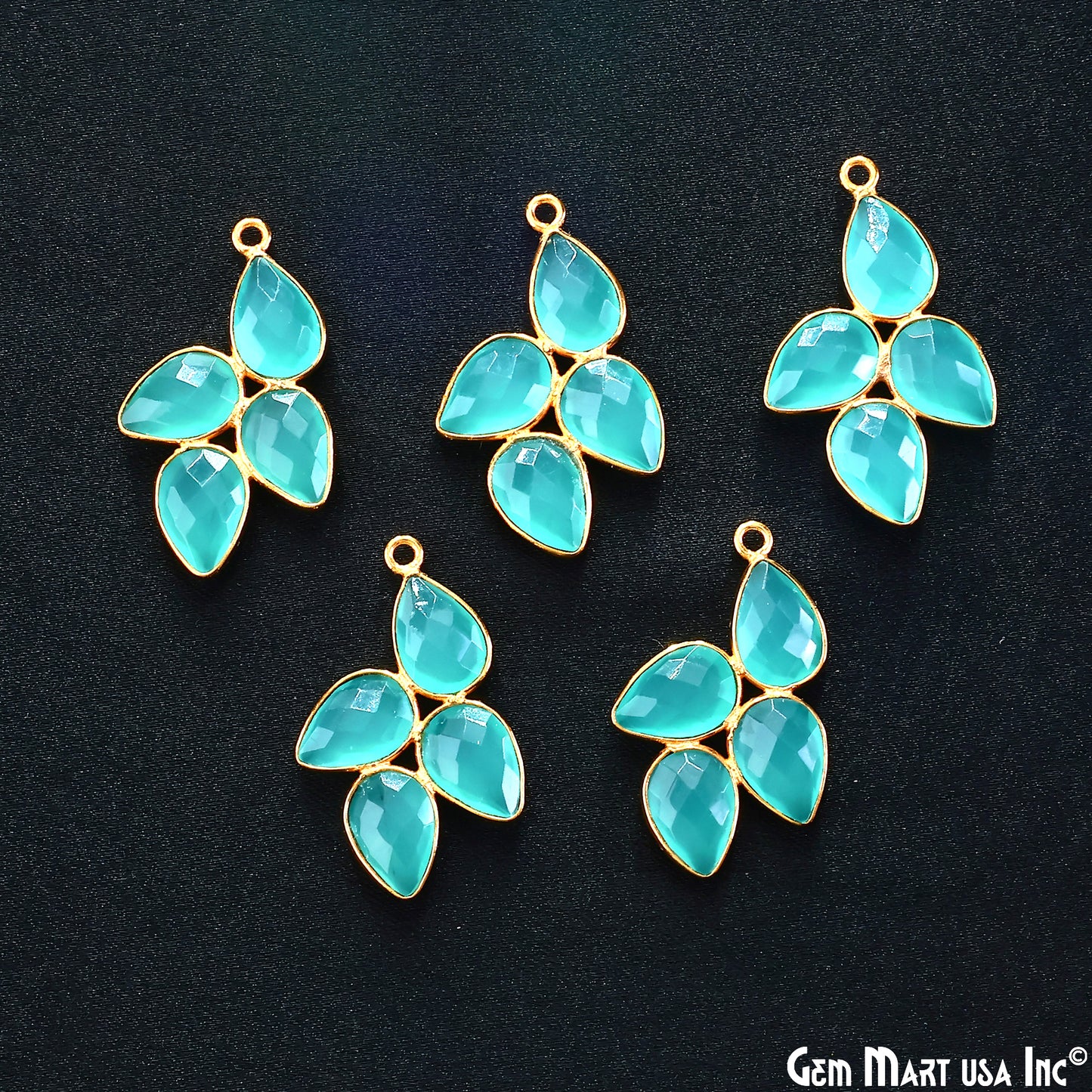 Aqua Chalcedony 30x18mm Single Bail Chandelier Finding Component
