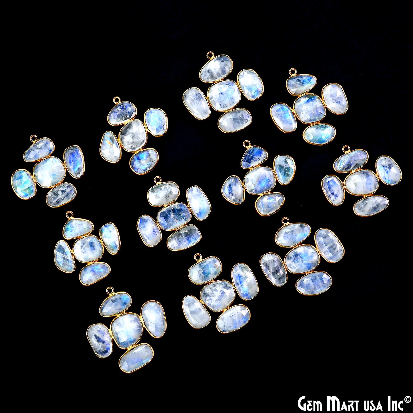 Rainbow Moonstone Gold Plated 34x32mm Dangle Finding Component Earring Enhancer