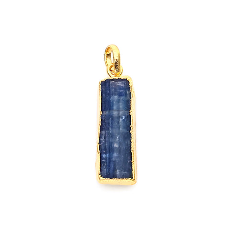 Kyanite Free Form 31x10mm Gold Electroplated Gemstone Single Bail Pendant