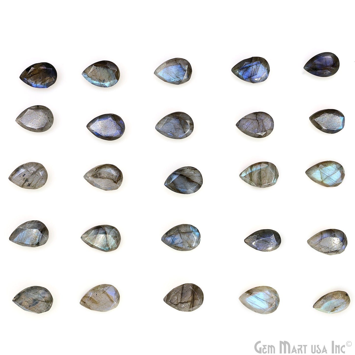 Labradorite Wholesale Gemstones, 100% Natural Semi-Precious Gems, Blue Flash Faceted Loose Gems, 9x13mm, Pears, 4PC Lot