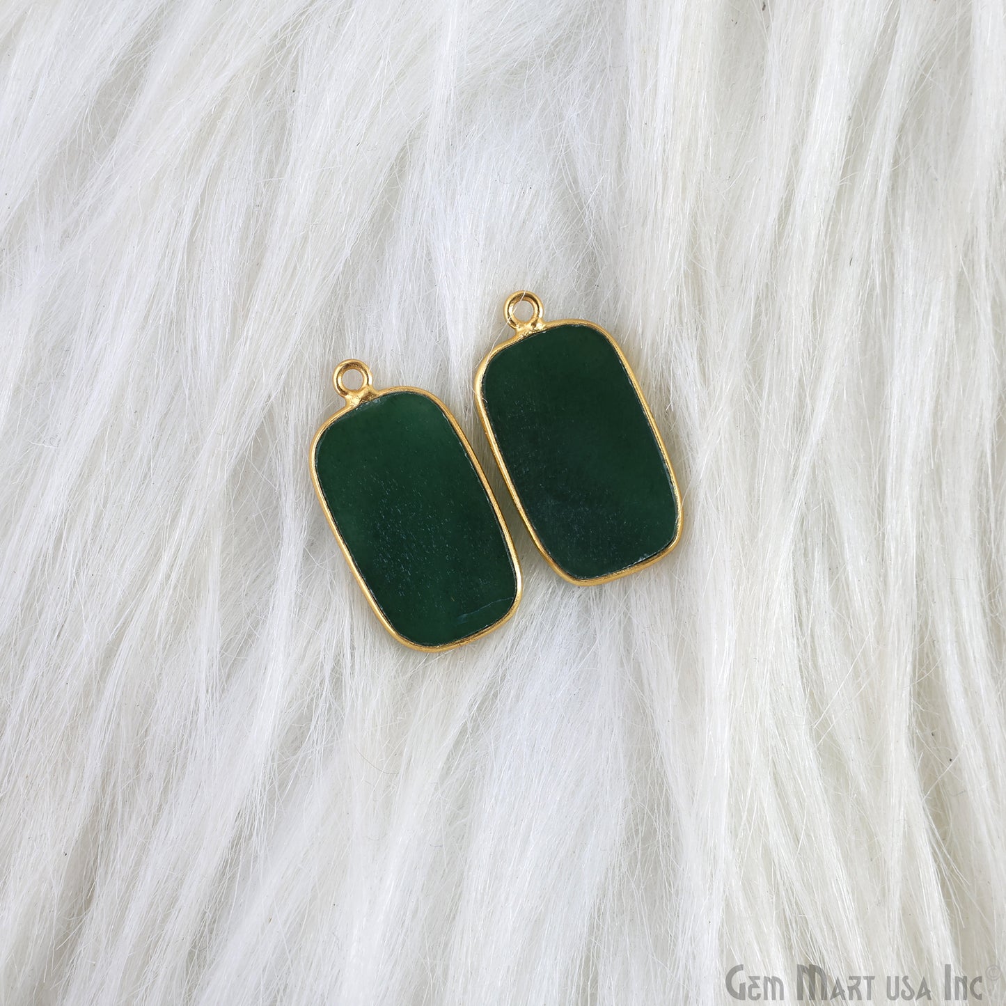 Green Onyx Octagon Gold Plated Single Bail Bezel Smooth Slab Slice Thick Gemstone Connector 27x15mm 1 Pair