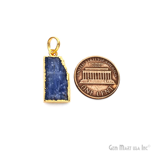 Kyanite Free Form 24x12mm Gold Electroplated Gemstone Single Bail Pendant