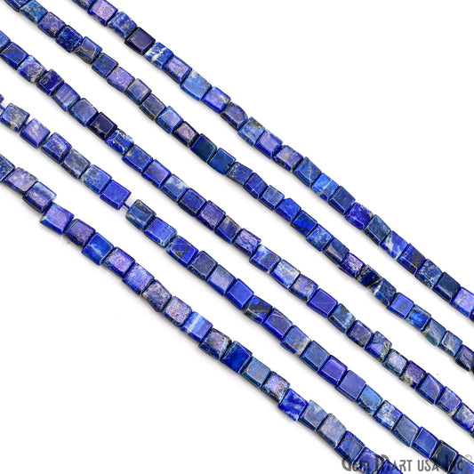 Lapis Faceted Square Drilled Beads 7-10X6-7mm Waist Beads, Rondelle Bead Strand 13 Inch