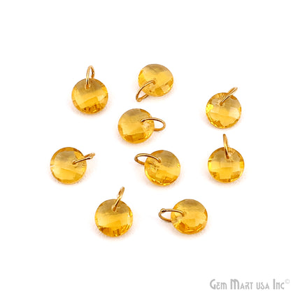 Round Faceted 8x6mm Gold Plated Single Bail Wire Loop Glass Stone Pendant Connector Charm