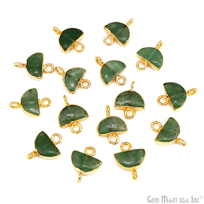 Half Moon 14x11mm Gold Electroplated Double Bail Connector Charm