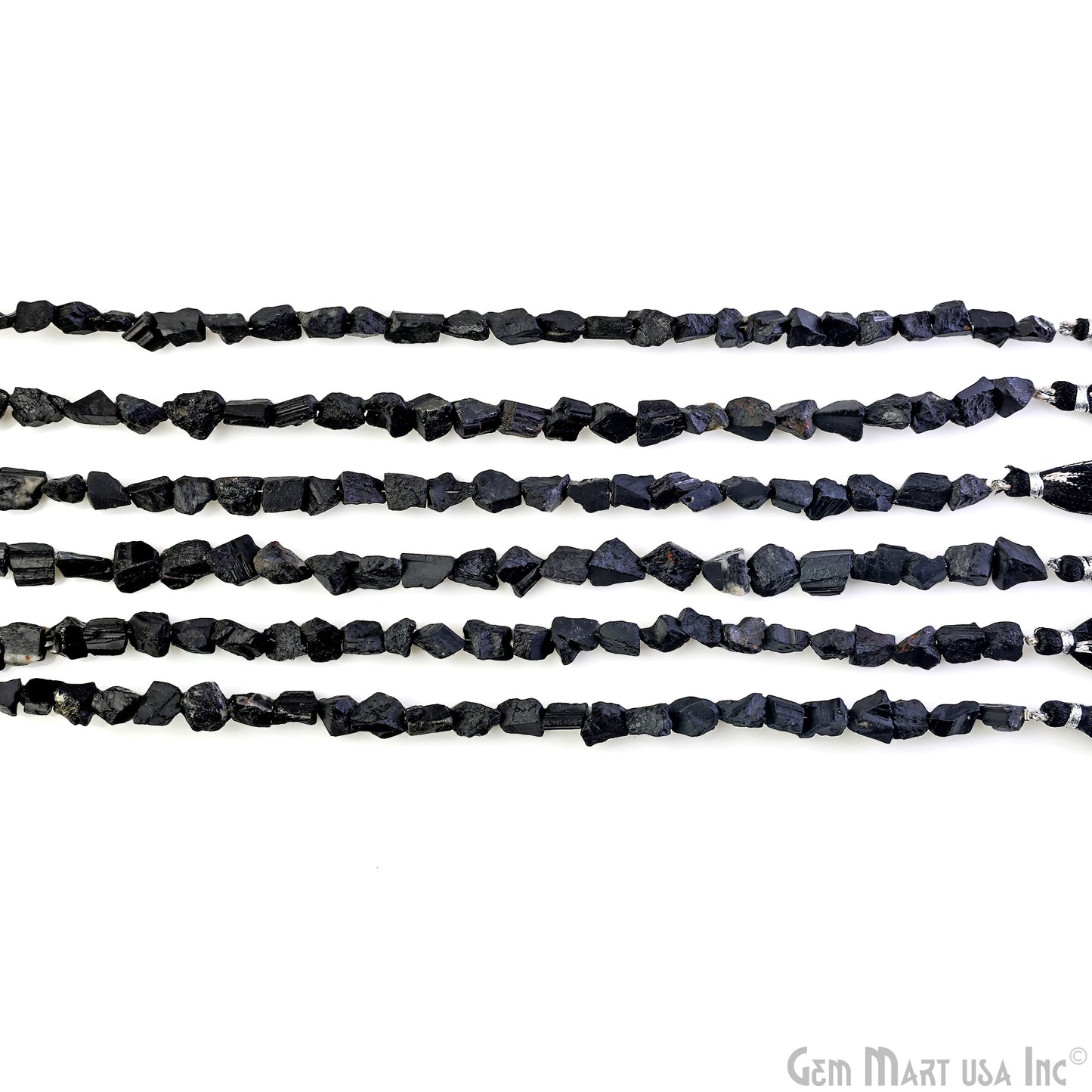 Black Tourmaline Rough Beads, 9 Inch Gemstone Strands, Drilled Strung Briolette Beads, Free Form, 7x5mm