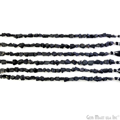 Black Tourmaline Rough Beads, 9 Inch Gemstone Strands, Drilled Strung Briolette Beads, Free Form, 7x5mm