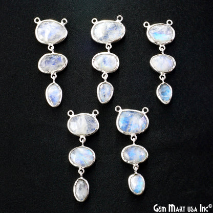 Rainbow Moonstone 48x17mm Double Bail Chandelier Finding Component