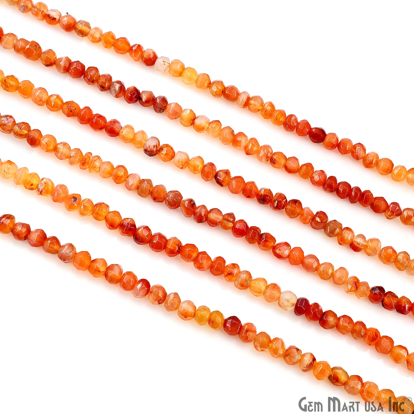 Carnelian Faceted Drilled Beads 5-7mm Waist Beads, Rondelle Bead Strand 13 Inch
