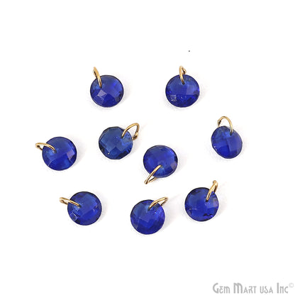 Round Faceted 8x6mm Gold Plated Single Bail Wire Loop Glass Stone Pendant Connector Charm