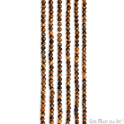 Tiger Eye Smooth Round Drilled Beads 3-5mm Waist Beads, Rondelle Bead Strand 13 Inch