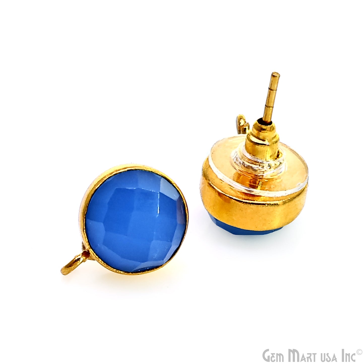DIY Round 10mm Gold Bail Gemstone stud Earring