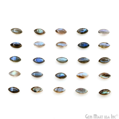Labradorite Wholesale Gemstones, 100% Natural Semi-Precious Gems, Blue Flash Cabochon Loose Gems, 5x10mm, Marquise, 5PC Lot