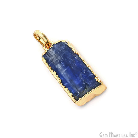 Kyanite Free Form 27x12mm Gold Electroplated Gemstone Single Bail Pendant