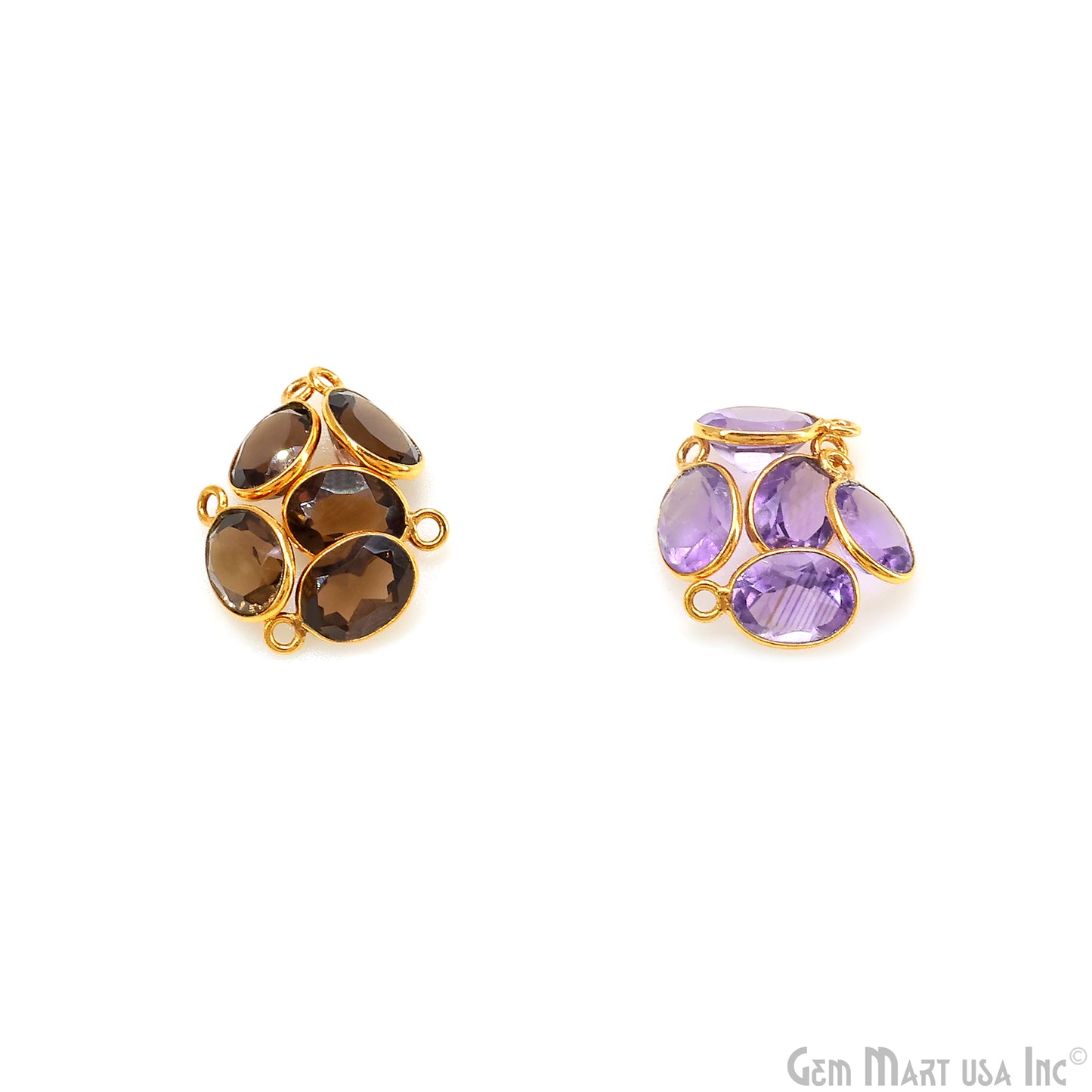 Oval 7x9mm Brilliant Cut Gold Plated Bezel Single Bail Connector