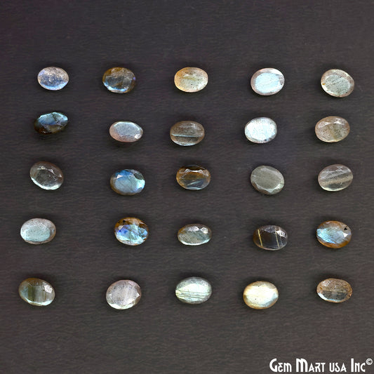 Labradorite Wholesale Gemstones, 100% Natural Semi-Precious Gems, Blue Flash Faceted Loose Gems, 8x10mm, Oval, 5PC Lot