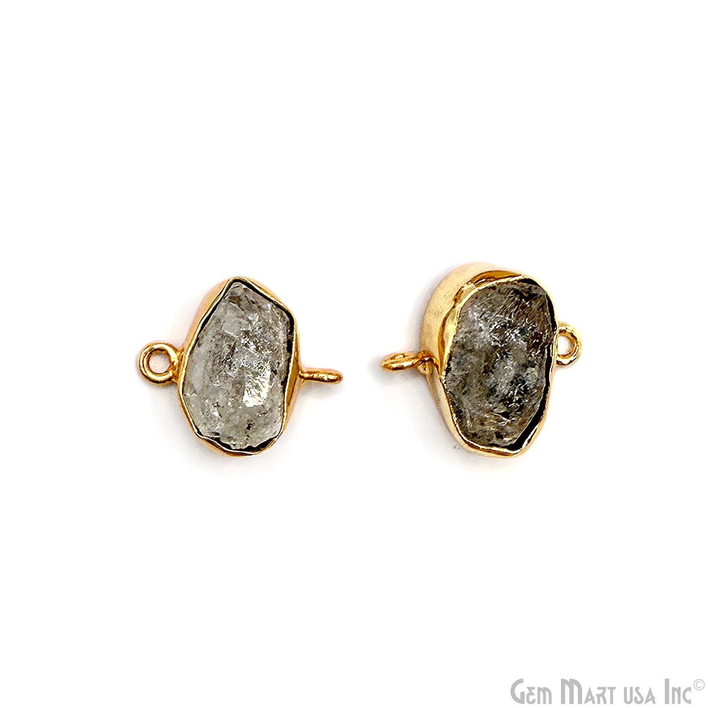 Herkimer Diamond Organic 19x15mm Gold Plated Finding Earing Connector