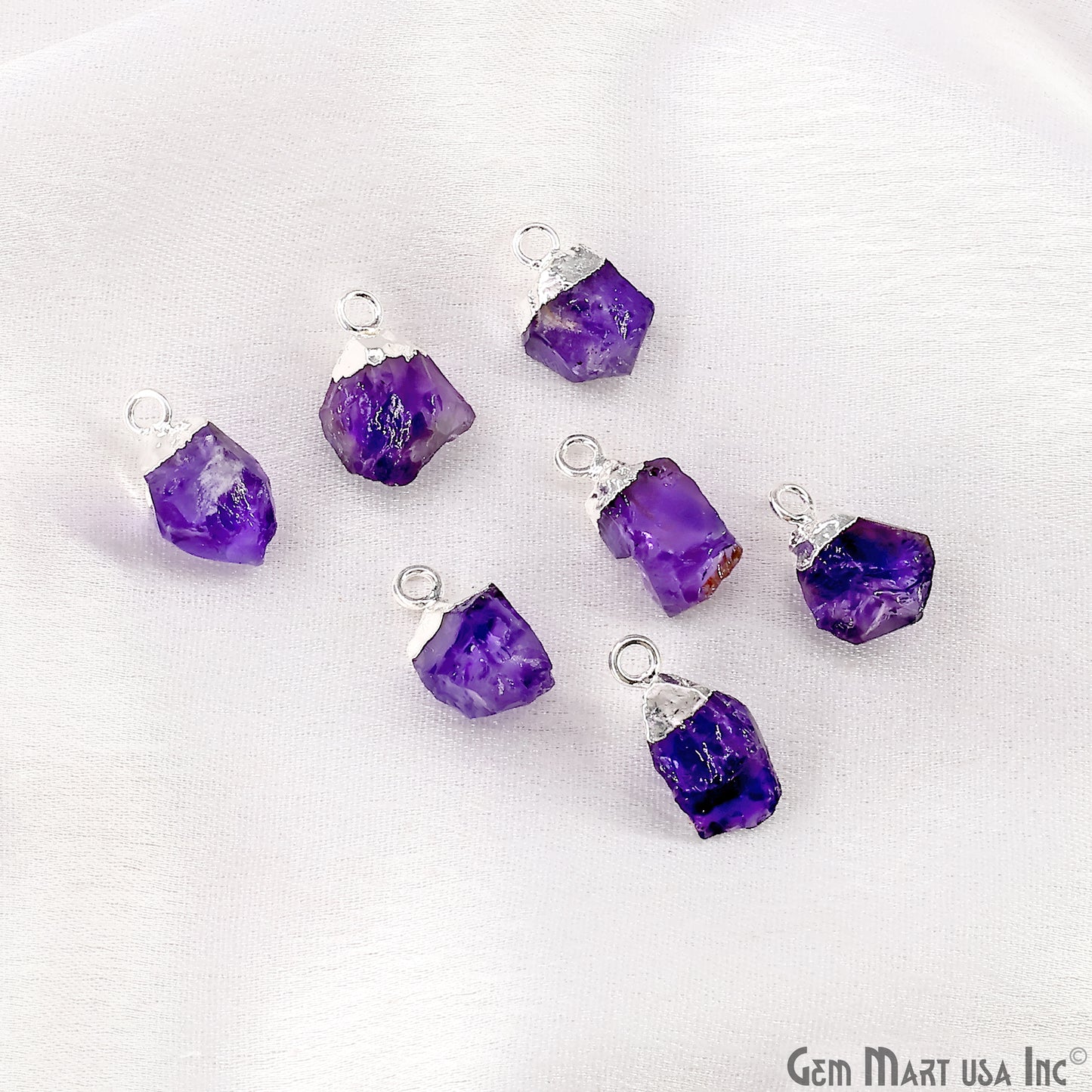 Rough Amethyst Freeform Silver Electroplated Single Bail Gemstone Connector