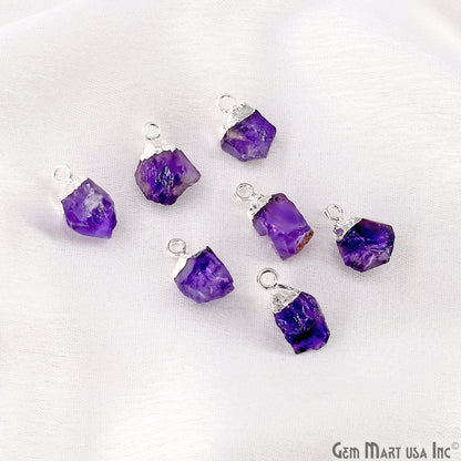 Rough Amethyst Freeform Silver Electroplated Single Bail Gemstone Connector