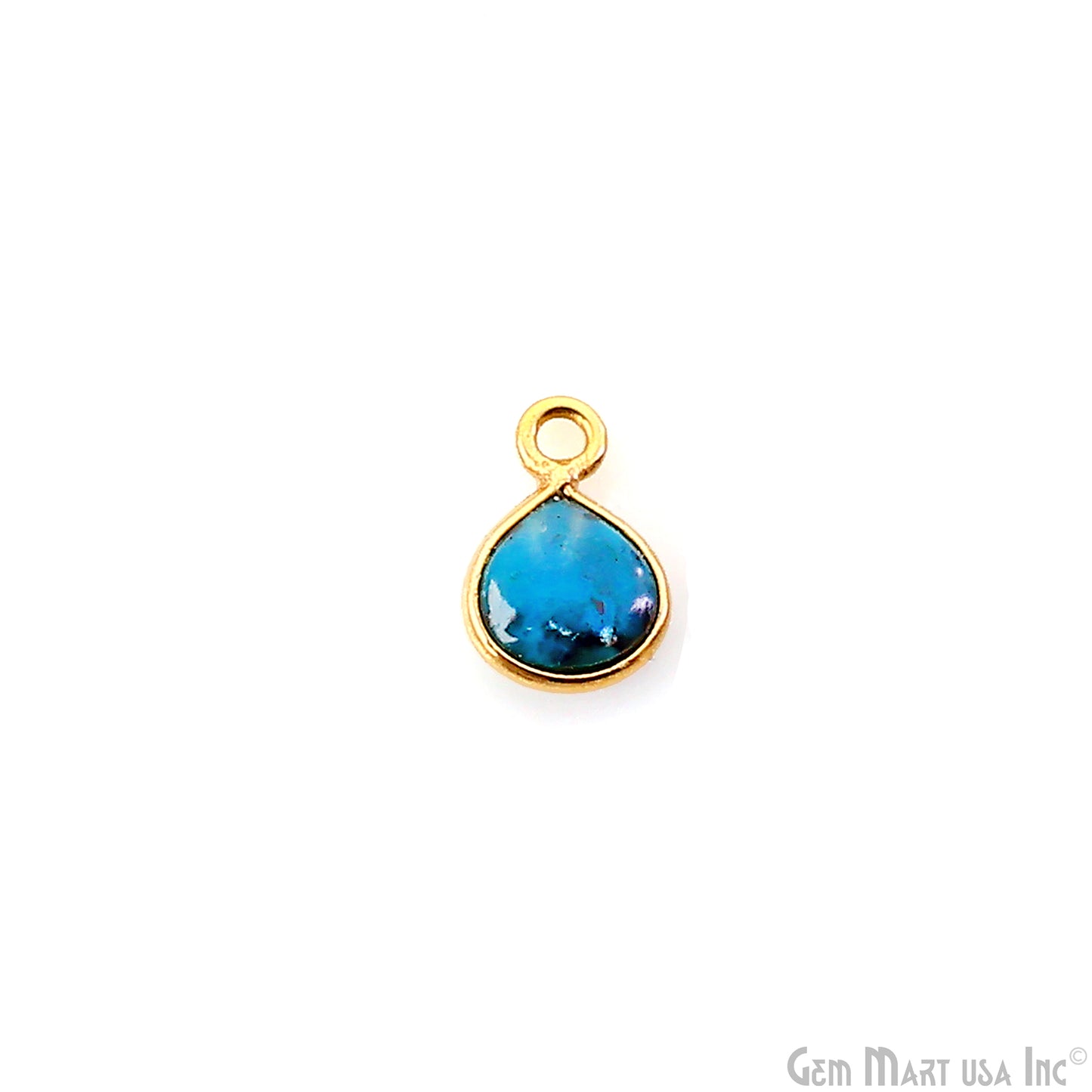 Chrysocolla Heart 6mm Gold Plated Single Bail Bezel Gemstone Connector