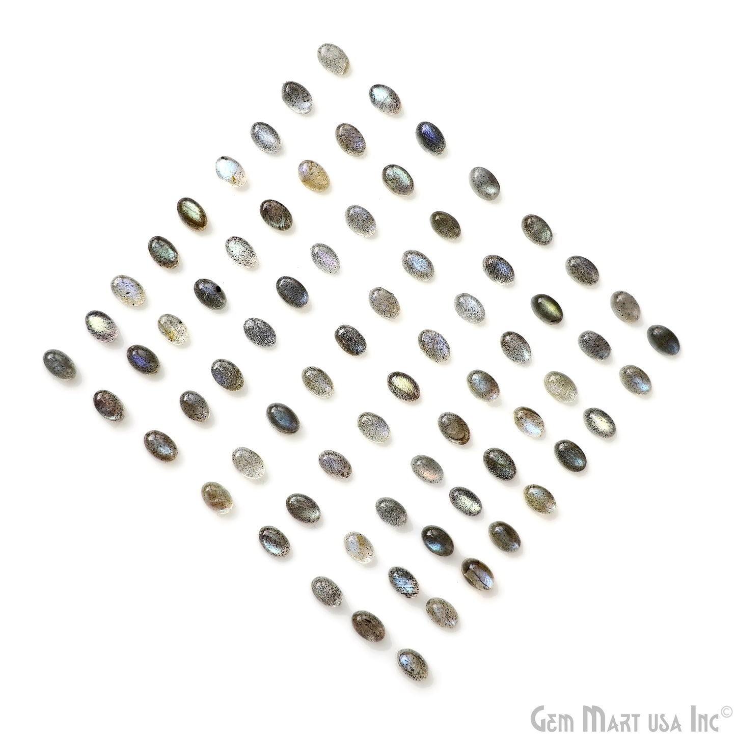 Labradorite Wholesale Gemstones, 100% Natural Semi-Precious Gems, Grey Cabochons Loose Gems, 6x4mm, Oval, 5 Carats