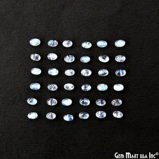 Rainbow Moonstone Wholesale Gemstones, 100% Natural Semi-Precious Gems, Rainbow Cabochons Loose Gems, 6x4mm, Oval, 5 Carats