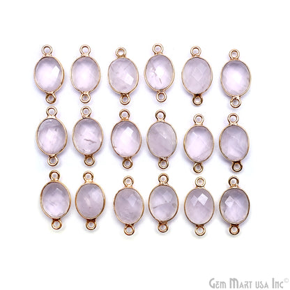 Oval 8x10mm Gold Bezel Double Bail Gemstone Connector
